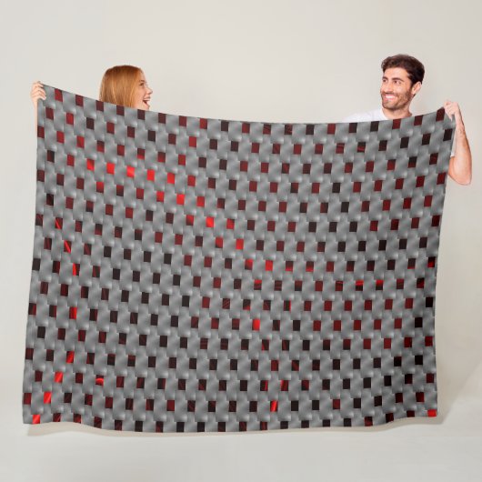 グレーのプレート、長方形の下の赤いイメージ フリースブランケット (インサイチュ)