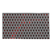 グレーのプレート、長方形の下の赤いイメージ 枕カバー (裏面-左)