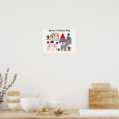 グレーのプードルクリスマス#2ポスター ポスター (キッチン)