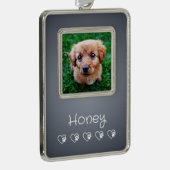 グレーのペット写真オーナメント - フレーム, ペットの肖像 シルバープレートフレームオーナメント (右)