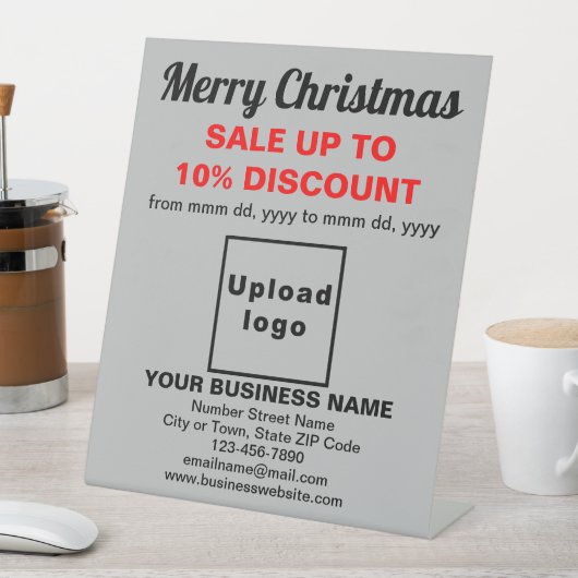 グレーのペデスタルサインにビジネスのクリスマスセール 台座サイン