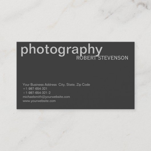 グレーのホワイトフォトグラファーの名刺 名刺 (正面)