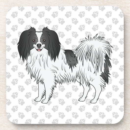 グレーのポーズパターンの白黒のファレーヌドッグ コースター (正面)