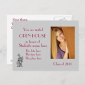 グレーのマルーンオープンハウスのはがき インビテーションポストカード (正面/裏面)