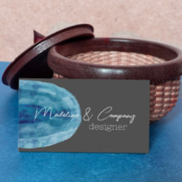 グレーのミニマリストbuの青い水の色のアーモダント 名刺