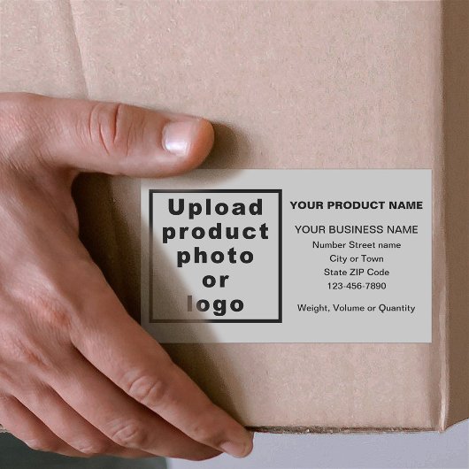 グレーのミニマルビジネス製品情報 長方形シール