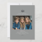 グレーのミニマルモダンリストフォトクリスマスカード シーズンカード (正面)