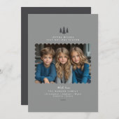 グレーのミニマルモダンリストフォトクリスマスカード シーズンカード (正面/裏面)