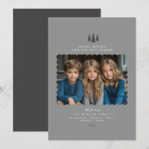 グレーのミニマルモダンリストフォトクリスマスカード