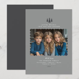 グレーのミニマルモダンリストフォトクリスマスカード シーズンカード