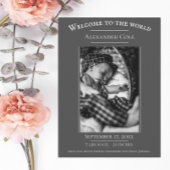 グレーのミニマル写真誕生のお知らせ 案内状