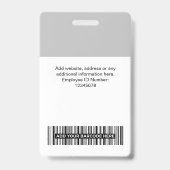 グレーのミニマル従業員名ビジネスロゴのスタッフラベル バッジ (裏面)