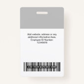 グレーのミニマル従業員名ビジネスロゴのスタッフラベル バッジ (裏面)