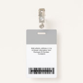 グレーのミニマル従業員名ビジネスロゴのスタッフラベル バッジ (裏面クリップ)