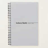 グレーのミニモダンマリパーソナライズされたスト名 プランナー手帳 (正面)