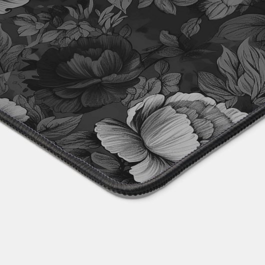 グレーのミュートされたトーンフローラ デスクマット (コーナー)