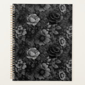 グレーのミュートされたトーンフローラ プランナー手帳 (正面)