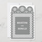 グレーのメキシカン紙ピカド ウェディング招待状 案内状 (裏面)