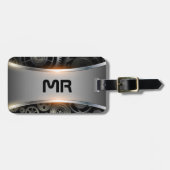 グレーのメタリック背景荷物タグ ラゲッジタグ (正面横)