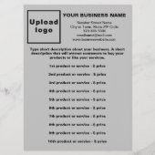 グレーのメニューカードのビジネス製品と価格 メニュー (正面)