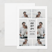 グレーのモダンでエレガントなフォトコラージュ・セーブ・ザ・デート 招待状 (正面/裏面)