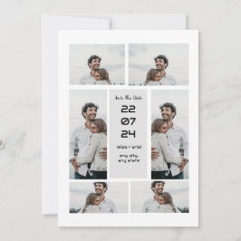 グレーのモダンでエレガントなフォトコラージュ・セーブ・ザ・デート 招待状