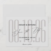 グレーのモダンなウェディング セーブザデート (正面/裏面)