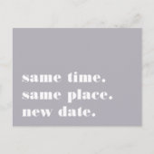 グレーのモダンな結婚式延期のお知らせ 案内ポストカード (正面)