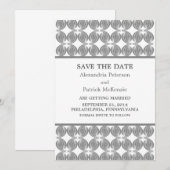 グレーのモダンデコ Save the Date 招待状 (正面/裏面)