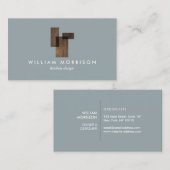グレーのモダンミッドセンチュリー建築ロゴ 名刺 (正面/裏面)