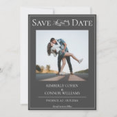 グレーのモダン写真 Save the Date セーブザデート (正面)