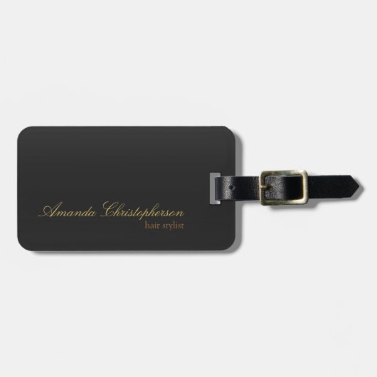 グレーのモダン背景スクリプト金ゴールドの色 ラゲッジタグ (正面横)