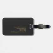 グレーのモダン背景スクリプト金ゴールドの色 ラゲッジタグ (裏面横)