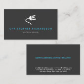 グレーのモダン電気技師ロゴ名刺 名刺 (正面/裏面)