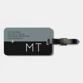 グレーのモダン黒いワールドマップの移動 ラゲッジタグ (裏面横)