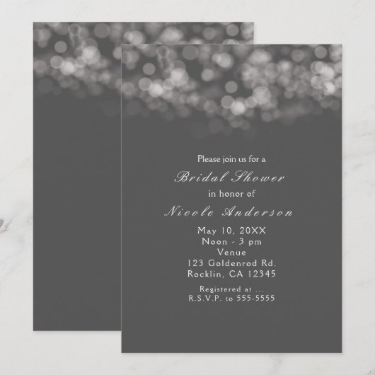 グレーのモダン ミニマル ライト シック パーティー 招待状 (正面/裏面)