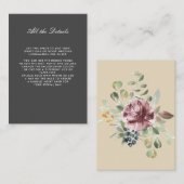 グレーのモノクロ結婚フローラの詳細方向 エンクロージャーカード (正面/裏面)