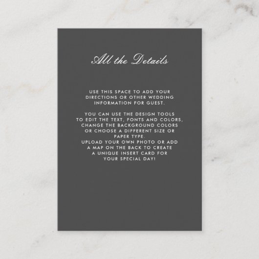 グレーのモノクロ結婚フローラの詳細方向 エンクロージャーカード (正面)