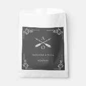 グレーのモノグラムと結婚矢印 フェイバーバッグ (正面)