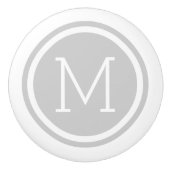 グレーのモノグラムパーソナライズされたドロワーノブ セラミックノブ (正面)