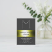 グレーのモノグラム緑の黄色ストライプのの名刺 名刺 (スタンド正面)