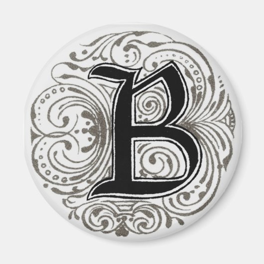 グレーのモノグラム'B' – マグネット (正面)