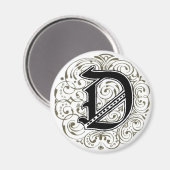 グレーのモノグラム'D' – マグネット (正面/裏面)