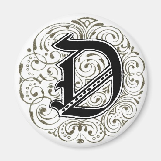 グレーのモノグラム'D' – マグネット (正面)