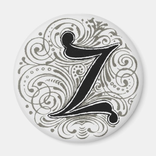 グレーのモノグラム'Z' – マグネット (正面)