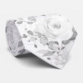グレーのユーカリと白の芍薬のウェディング フラワーリング ネクタイ (ロール)
