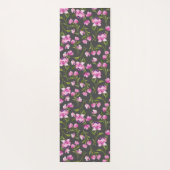 グレーのヨガマットにピンクの水色の花 ヨガマット (裏面)
