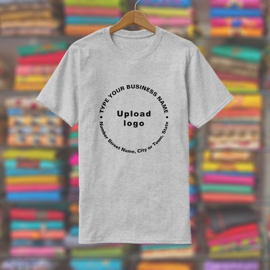 グレーのラウンドパターン文字のビジネスブランド Tシャツ