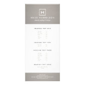 グレーのリネンにあなたのイニシャル/モノグラムとボックスロゴ ラックカード (正面)