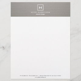 グレーのリネンにあなたのイニシャル/モノグラムとボックスロゴ レターヘッド